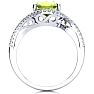 2 3/4 Carat Oval Shape Peridot and Halo Diamond Ring In 14 Karat White Gold Image-3
