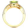 2 3/4 Carat Oval Shape Peridot and Halo Diamond Ring In 14 Karat Yellow Gold Image-3