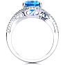 3 1/2 Carat Oval Shape Blue Topaz and Halo Diamond Ring In 14 Karat White Gold Image-3