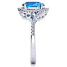 3 1/2 Carat Oval Shape Blue Topaz and Halo Diamond Ring In 14 Karat White Gold Image-4