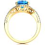3 1/2 Carat Oval Shape Blue Topaz and Halo Diamond Ring In 14 Karat Yellow Gold Image-3