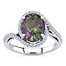 2-1/2 Carat Oval Shape Mystic Topaz Ring With Curving Diamond Halo In 14 Karat White Gold Image-1
