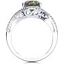 2-1/2 Carat Oval Shape Mystic Topaz Ring With Curving Diamond Halo In 14 Karat White Gold Image-3