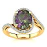 2-1/2 Carat Oval Shape Mystic Topaz Ring With Curving Diamond Halo In 14 Karat Yellow Gold Image-1