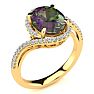 2-1/2 Carat Oval Shape Mystic Topaz Ring With Curving Diamond Halo In 14 Karat Yellow Gold Image-2