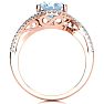 Aquamarine Ring: Aquamarine Jewelry: 2 1/2 Carat Oval Shape Aquamarine and Halo Diamond Ring In 14 Karat Rose Gold Image-3