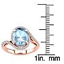 Aquamarine Ring: Aquamarine Jewelry: 2 1/2 Carat Oval Shape Aquamarine and Halo Diamond Ring In 14 Karat Rose Gold Image-5