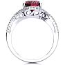 Garnet Ring: Garnet Jewelry: 3 1/3 Carat Oval Shape Garnet and Halo Diamond Ring In 14 Karat White Gold Image-3