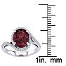 Garnet Ring: Garnet Jewelry: 3 1/3 Carat Oval Shape Garnet and Halo Diamond Ring In 14 Karat White Gold Image-5