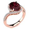 Garnet Ring: Garnet Jewelry: 3 1/3 Carat Oval Shape Garnet and Halo Diamond Ring In 14 Karat Rose Gold Image-2