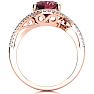 Garnet Ring: Garnet Jewelry: 3 1/3 Carat Oval Shape Garnet and Halo Diamond Ring In 14 Karat Rose Gold Image-3