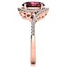 Garnet Ring: Garnet Jewelry: 3 1/3 Carat Oval Shape Garnet and Halo Diamond Ring In 14 Karat Rose Gold Image-4