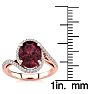 Garnet Ring: Garnet Jewelry: 3 1/3 Carat Oval Shape Garnet and Halo Diamond Ring In 14 Karat Rose Gold Image-5