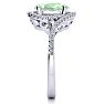 2 1/2 Carat Oval Shape Green Amethyst and Halo Diamond Ring In 14 Karat White Gold Image-4