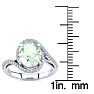 2 1/2 Carat Oval Shape Green Amethyst and Halo Diamond Ring In 14 Karat White Gold Image-5