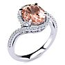 2-1/2 Carat Oval Shape Morganite and Halo Diamond Ring In 14 Karat White Gold Image-2