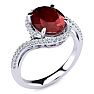 3 1/3 Carat Oval Shape Ruby and Halo Diamond Ring In 14 Karat White Gold Image-2