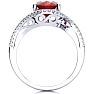 3 1/3 Carat Oval Shape Ruby and Halo Diamond Ring In 14 Karat White Gold Image-3