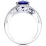 3 1/3 Carat Oval Shape Sapphire and Halo Diamond Ring In 14 Karat White Gold Image-3