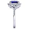 3 1/3 Carat Oval Shape Sapphire and Halo Diamond Ring In 14 Karat White Gold Image-4