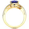 3 1/3 Carat Oval Shape Sapphire and Halo Diamond Ring In 14 Karat Yellow Gold Image-3