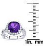 2 1/2 Carat Cushion Cut Amethyst and Halo Diamond Ring With Fancy Band In 14 Karat White Gold Image-6