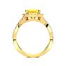 2 1/2 Carat Cushion Cut Citrine and Halo Diamond Ring With Fancy Band In 14 Karat Yellow Gold Image-3