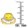 2 1/2 Carat Cushion Cut Citrine and Halo Diamond Ring With Fancy Band In 14 Karat Yellow Gold Image-5