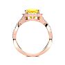 2 1/2 Carat Cushion Cut Citrine and Halo Diamond Ring With Fancy Band In 14 Karat Rose Gold Image-3