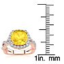 2 1/2 Carat Cushion Cut Citrine and Halo Diamond Ring With Fancy Band In 14 Karat Rose Gold Image-5