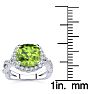 3 Carat Cushion Cut Peridot and Halo Diamond Ring With Fancy Band In 14 Karat White Gold Image-5