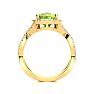 3 Carat Cushion Cut Peridot and Halo Diamond Ring With Fancy Band In 14 Karat Yellow Gold Image-5