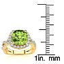 3 Carat Cushion Cut Peridot and Halo Diamond Ring With Fancy Band In 14 Karat Yellow Gold Image-7