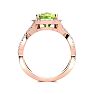 3 Carat Cushion Cut Peridot and Halo Diamond Ring With Fancy Band In 14 Karat Rose Gold Image-3