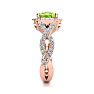 3 Carat Cushion Cut Peridot and Halo Diamond Ring With Fancy Band In 14 Karat Rose Gold Image-4