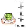 3 Carat Cushion Cut Peridot and Halo Diamond Ring With Fancy Band In 14 Karat Rose Gold Image-5