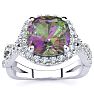 2-1/2 Carat Cushion Shape Mystic Topaz Ring With Diamond Halo In 14 Karat White Gold Image-1