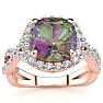 2-1/2 Carat Cushion Shape Mystic Topaz Ring With Diamond Halo In 14 Karat Rose Gold Image-1