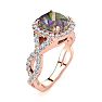 2-1/2 Carat Cushion Shape Mystic Topaz Ring With Diamond Halo In 14 Karat Rose Gold Image-2