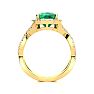 2 1/2 Carat Cushion Cut Emerald and Halo Diamond Ring With Fancy Band In 14 Karat Yellow Gold Image-3