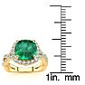 2 1/2 Carat Cushion Cut Emerald and Halo Diamond Ring With Fancy Band In 14 Karat Yellow Gold Image-5