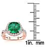 2 1/2 Carat Cushion Cut Emerald and Halo Diamond Ring With Fancy Band In 14 Karat Rose Gold Image-5