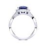 3 Carat Cushion Cut Tanzanite and Halo Diamond Ring With Fancy Band In 14 Karat White Gold Image-4