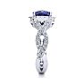 3 Carat Cushion Cut Tanzanite and Halo Diamond Ring With Fancy Band In 14 Karat White Gold Image-5