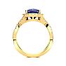 3 Carat Cushion Cut Tanzanite and Halo Diamond Ring With Fancy Band In 14 Karat Yellow Gold Image-3