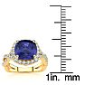 3 Carat Cushion Cut Tanzanite and Halo Diamond Ring With Fancy Band In 14 Karat Yellow Gold Image-4