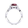 Garnet Ring: Garnet Jewelry: 3 3/4 Carat Cushion Cut Garnet and Halo Diamond Ring With Fancy Band In 14 Karat White Gold Image-3