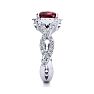 Garnet Ring: Garnet Jewelry: 3 3/4 Carat Cushion Cut Garnet and Halo Diamond Ring With Fancy Band In 14 Karat White Gold Image-4
