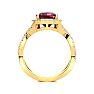 Garnet Ring: Garnet Jewelry: 3 3/4 Carat Cushion Cut Garnet and Halo Diamond Ring With Fancy Band In 14 Karat Yellow Gold Image-3