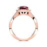 Garnet Ring: Garnet Jewelry: 3 3/4 Carat Cushion Cut Garnet and Halo Diamond Ring With Fancy Band In 14 Karat Rose Gold Image-3